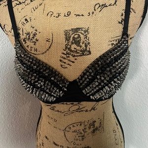 Studded spiked bra